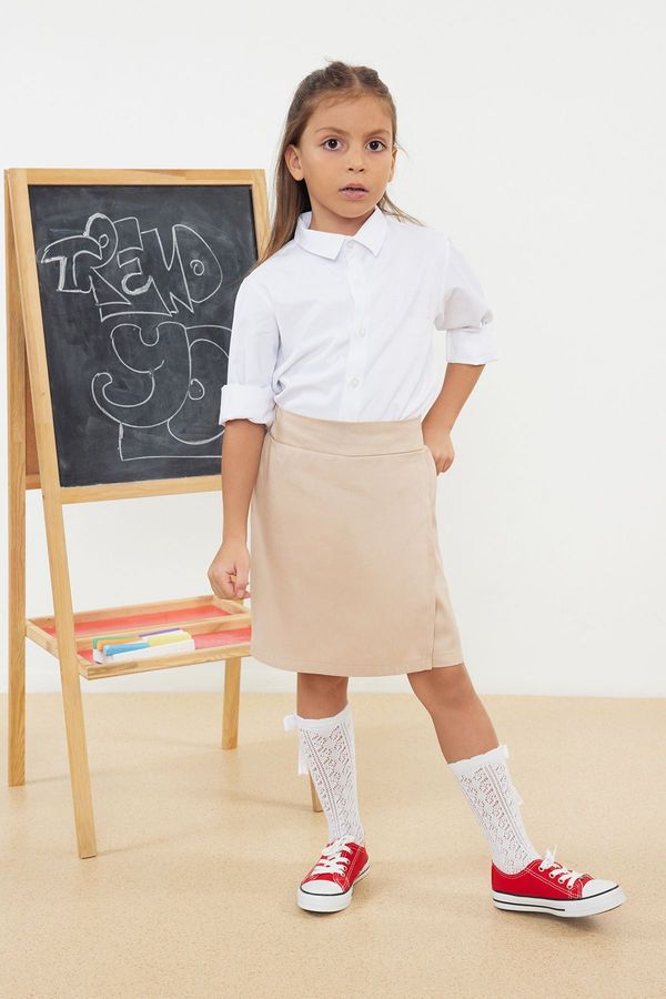 Trendyol Trendyol Beige Regular Plain Knitted Shorts School Skirt