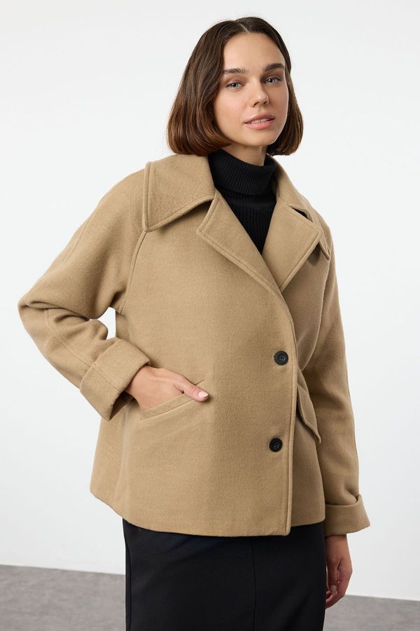 Trendyol Trendyol Beige Regular Short Woolen Jacket Coat