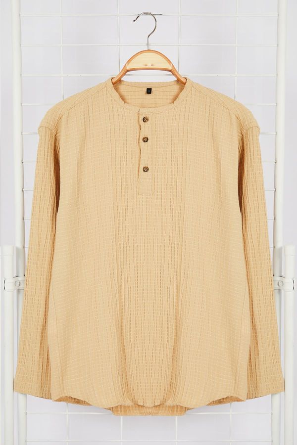 Trendyol Trendyol Beige Relaxed Fit Linen Shirt