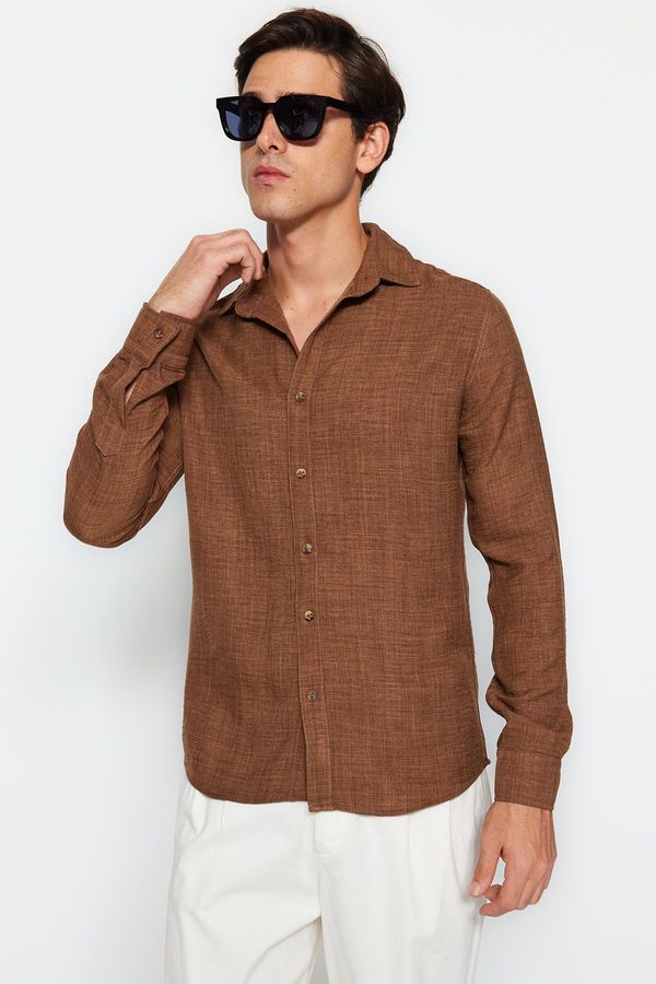 Trendyol Trendyol Beige Slim Fit Linen Look Shirt