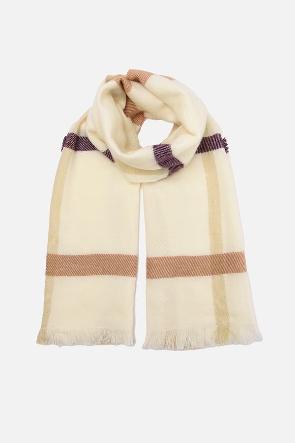 Trendyol Trendyol Beige Soft Textured Plaid Scarf