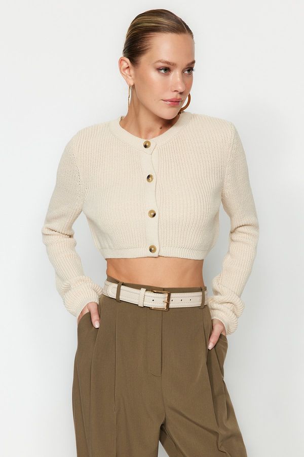 Trendyol Trendyol Beige Super Crop Basic Knitwear Cardigan