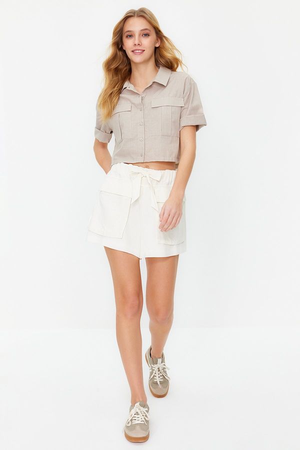 Trendyol Trendyol Beige Utility Pocket Detailed Woven Shirt