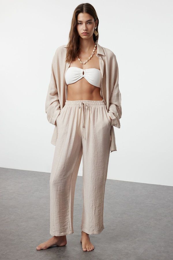 Trendyol Trendyol Beige Woven Linen Look Shirt and Trousers Set