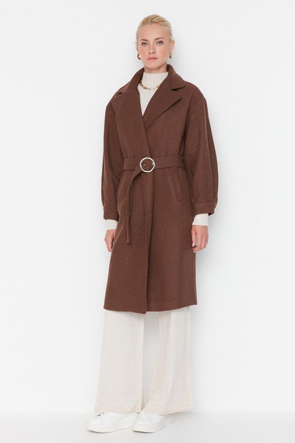 Trendyol Trendyol Belted Brown Long Wool Cachet Coat