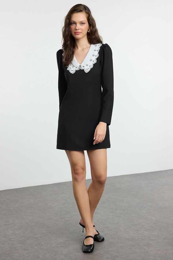 Trendyol Trendyol Black A-Line Collar Detailed Mini Woven Dress