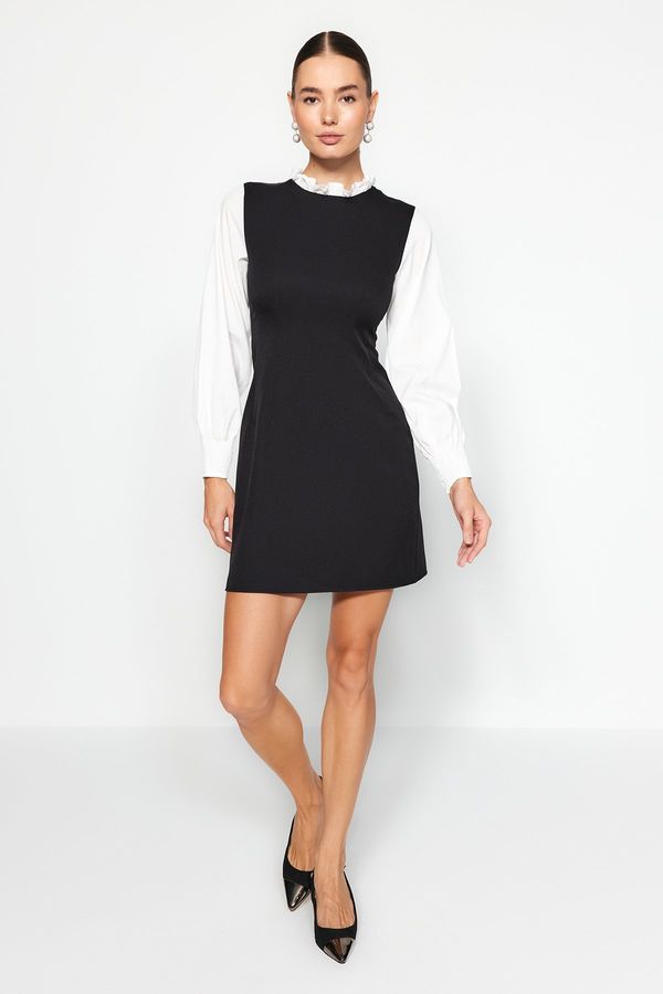 Trendyol Trendyol Black A-Line Shirt Detailed Mini Woven Dress
