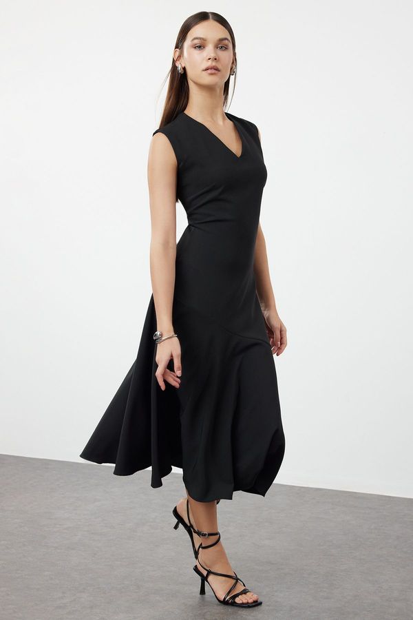 Trendyol Trendyol Black A-Line Skirt Asymmetrical Midi Woven Dress