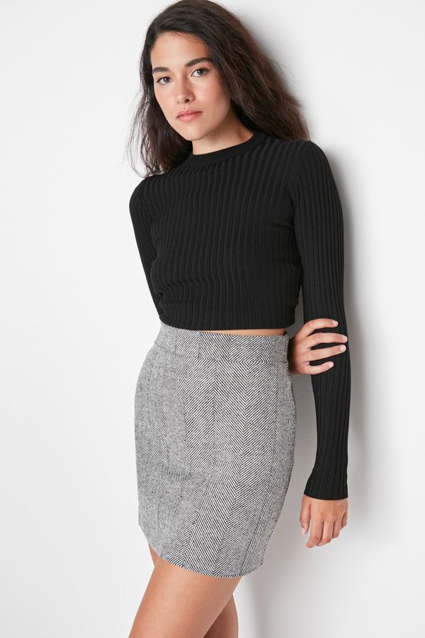 Trendyol Trendyol Black A-line Stamp Fabric Mini Woven Skirt