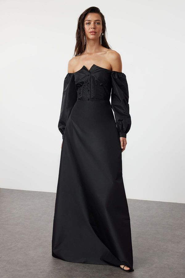 Trendyol Trendyol Black A-Line Woven Long Evening Dress & Graduation Dress