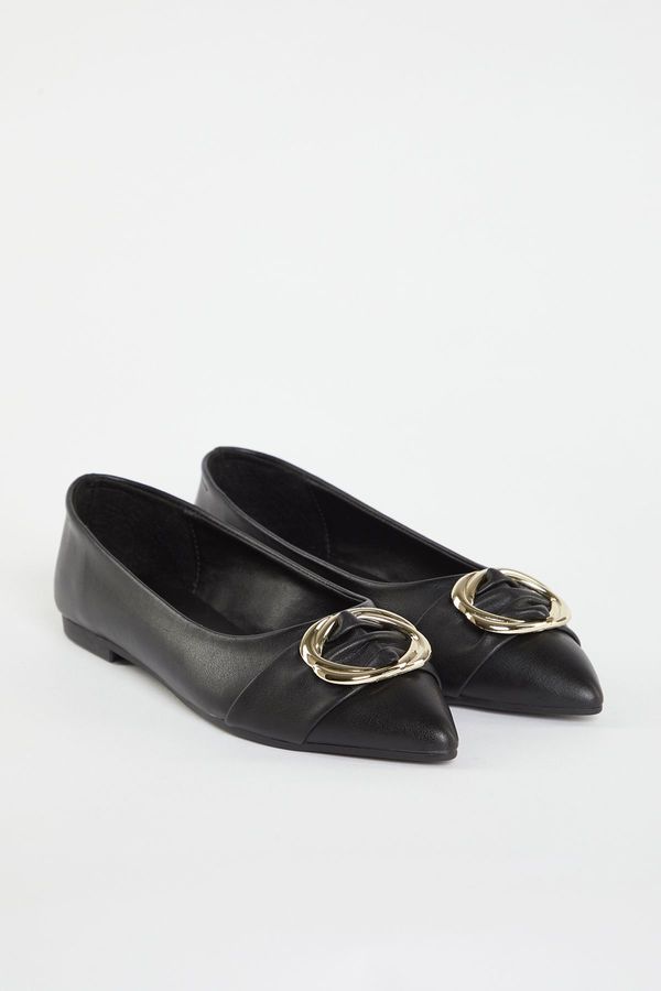 Trendyol Trendyol Black Antique Buckle Pointed Toe Women's Ballerina