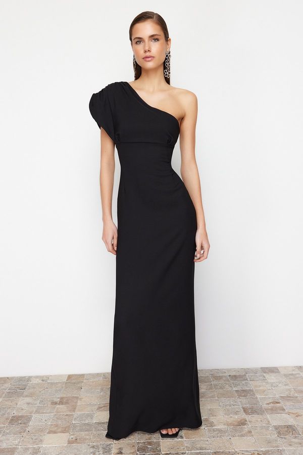Trendyol Trendyol Black Asymmetrical Collar Long Evening Dress