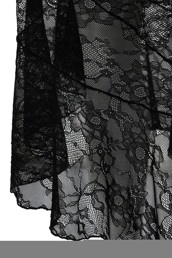 Trendyol Trendyol Black Asymmetrical Midi Lined Knitted Lace Skirt