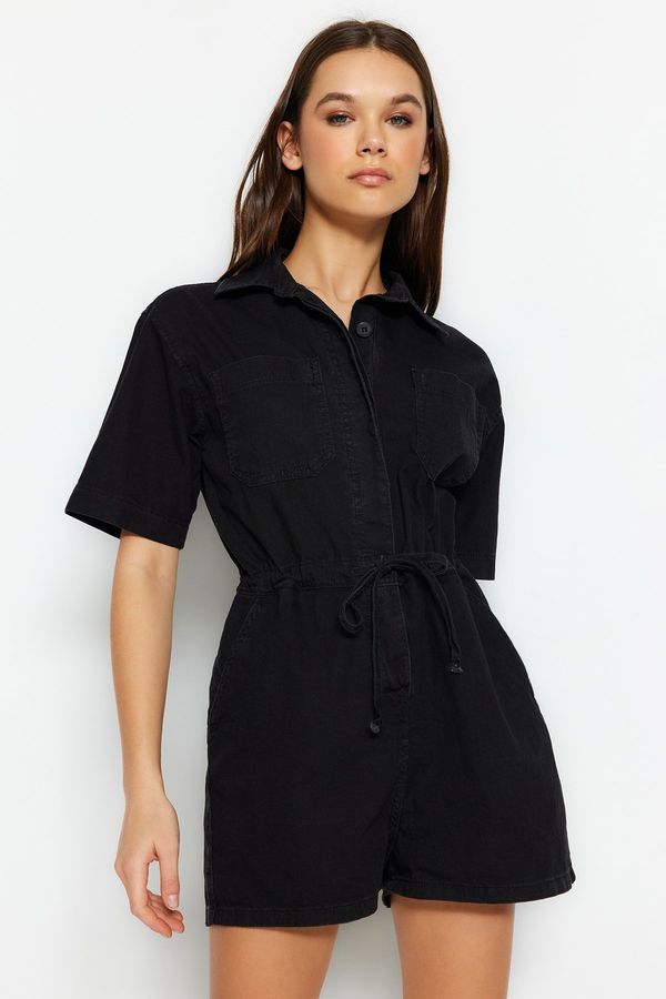 Trendyol Trendyol Black Belt Denim Jumpsuit