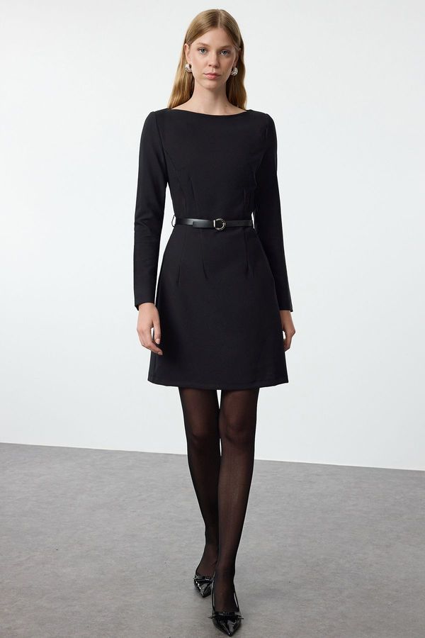 Trendyol Trendyol Black Belted A-Line Mini Woven Dress