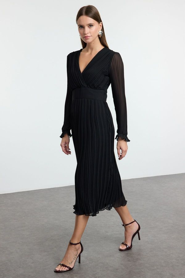 Trendyol Trendyol Black Belted Plain Maxi Woven Dress