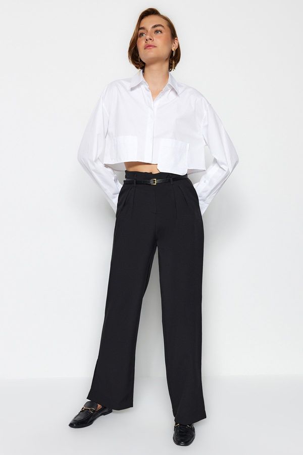 Trendyol Trendyol Black Belted Wide Leg Trousers