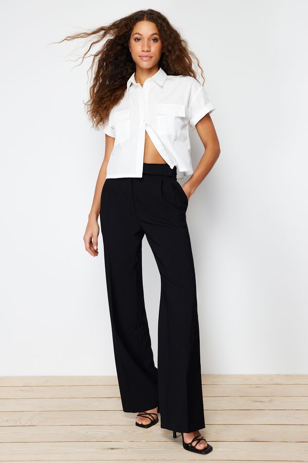 Trendyol Trendyol Black Belted Wide Leg Woven Trousers