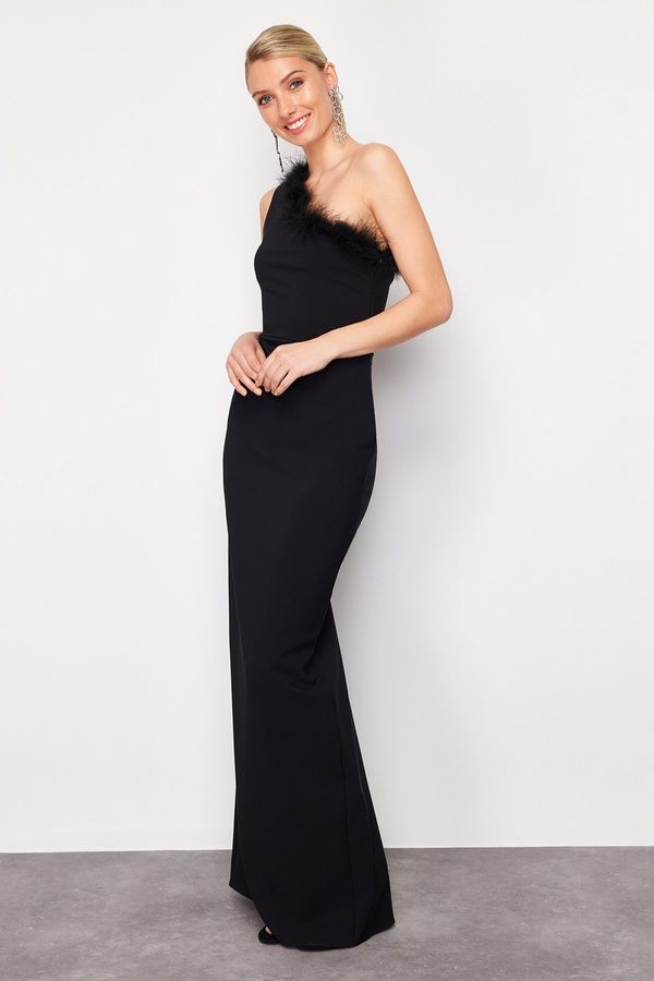 Trendyol Trendyol Black Body-fitting Otrique Woven Long Evening Dress