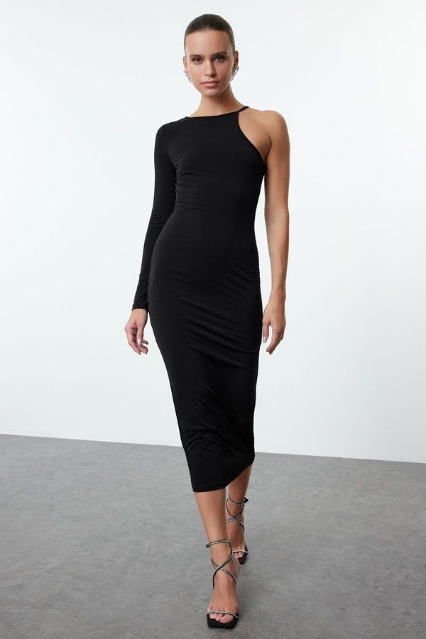 Trendyol Trendyol Black Bodycon One Sleeve Knitted Dress