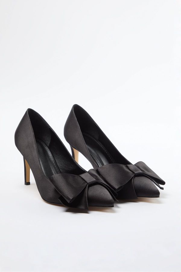 Trendyol Trendyol Black Bow Satin Women's Classic Thin Heel Shoes