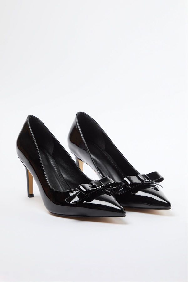 Trendyol Trendyol Black Bowknot Patent Leather Women's Classic Thin Heel Shoes