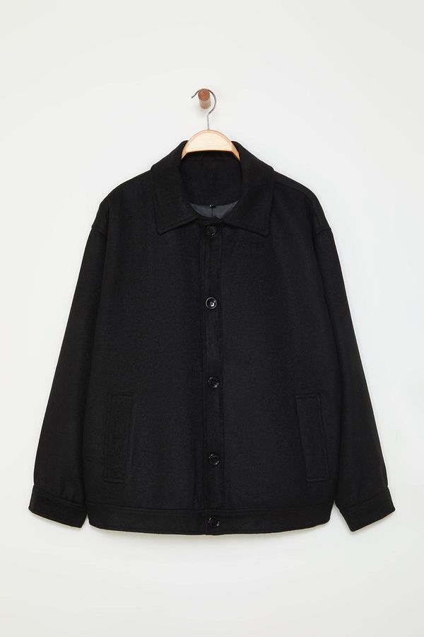 Trendyol Trendyol Black Buttoned Short Winter Cashmere Coat