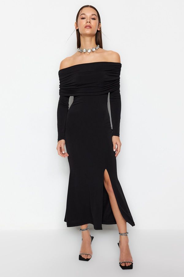 Trendyol Trendyol Black Carmen Collar Elegant Evening Dress