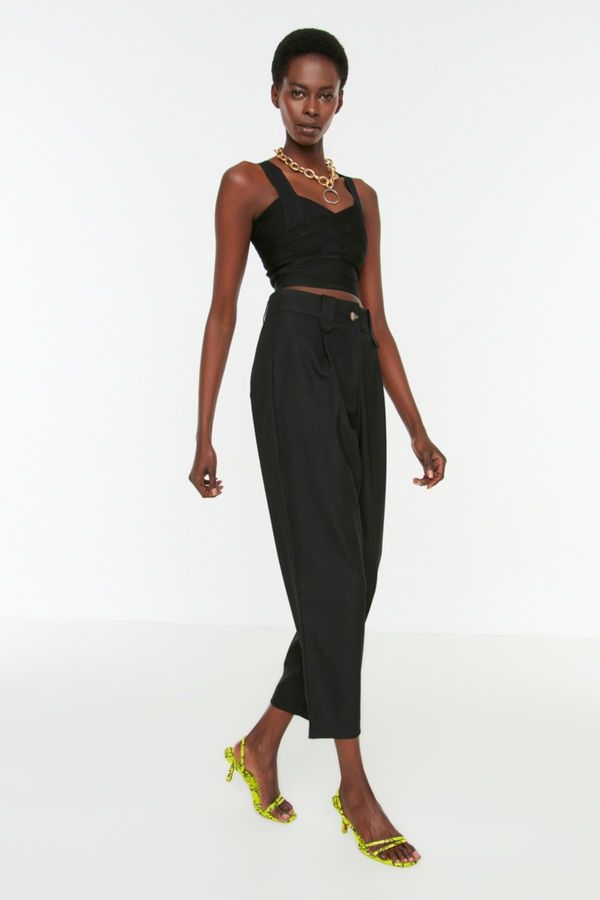 Trendyol Trendyol Black Carrot High Waist Polyviscon Woven Trousers