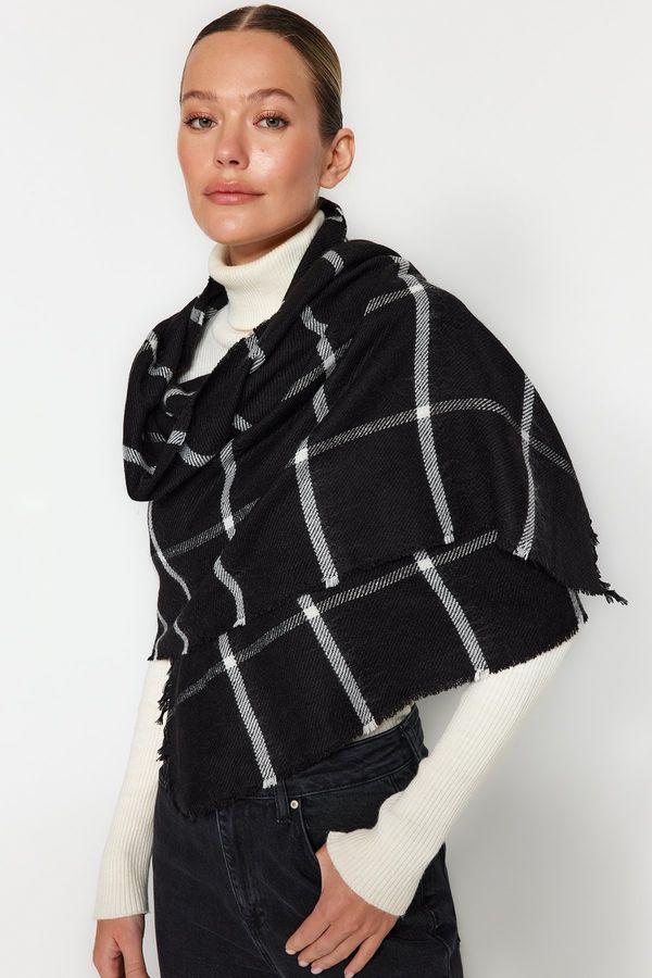 Trendyol Trendyol Black Checkered Soft Textured Scarf