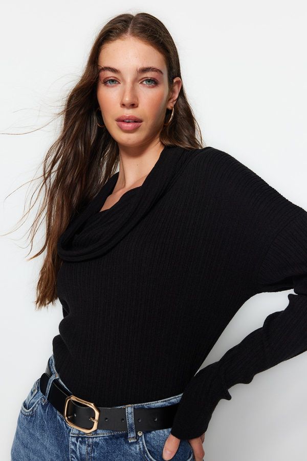 Trendyol Trendyol Black Collar Detailed Premium Yarn / Special Yarn Knitwear Sweater