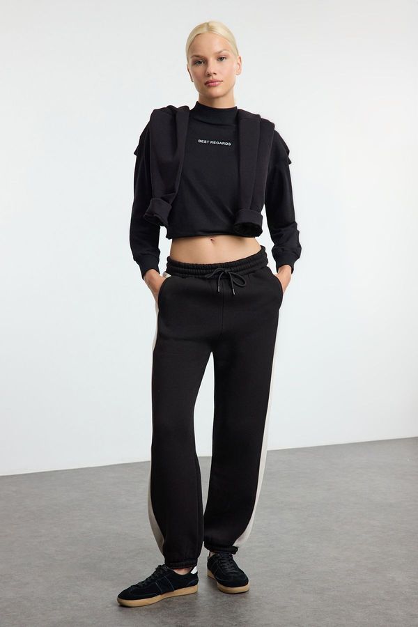 Trendyol Trendyol Black Color Block Elasticized Knitted Sweatpants