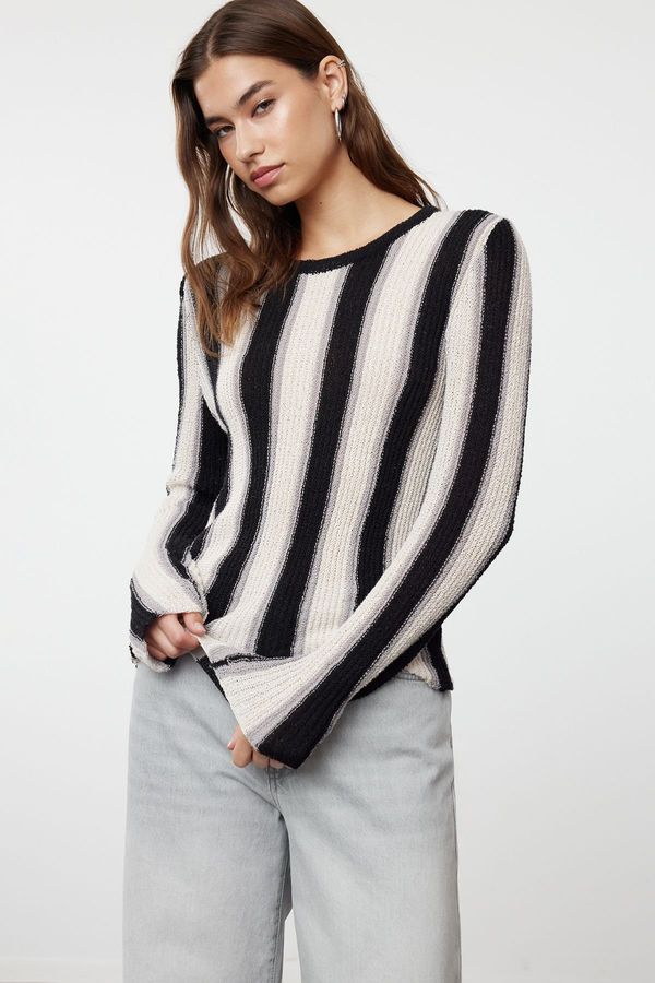 Trendyol Trendyol Black Cotton Color Blocked Fine Knitwear Sweater