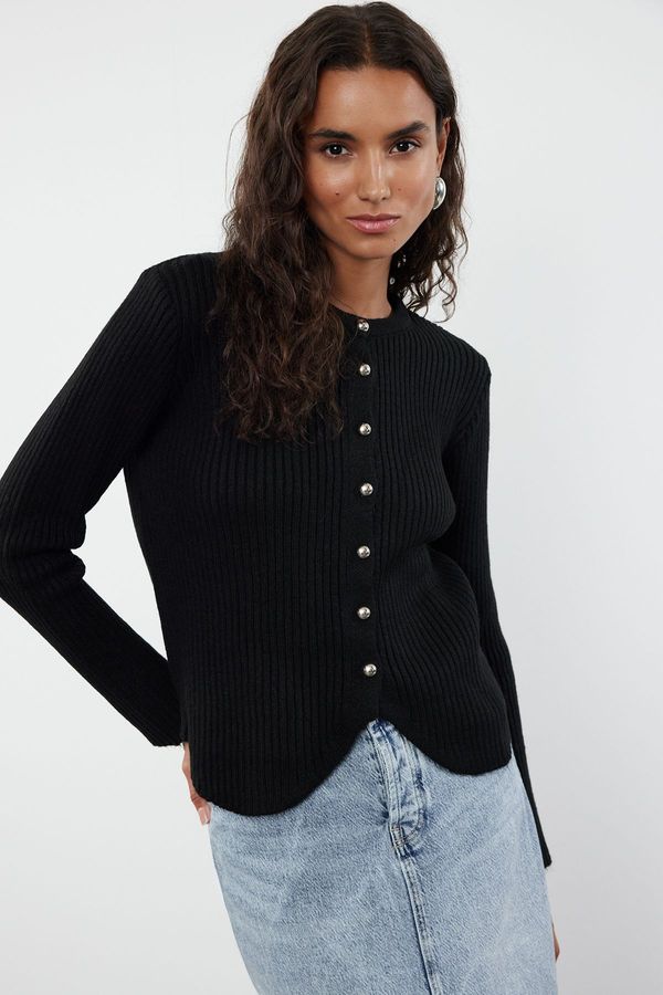 Trendyol Trendyol Black Crew Neck Knitwear Cardigan