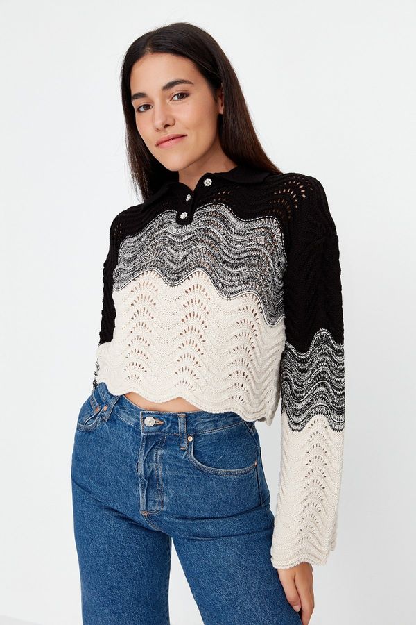 Trendyol Trendyol Black Crop Knitwear Sweater