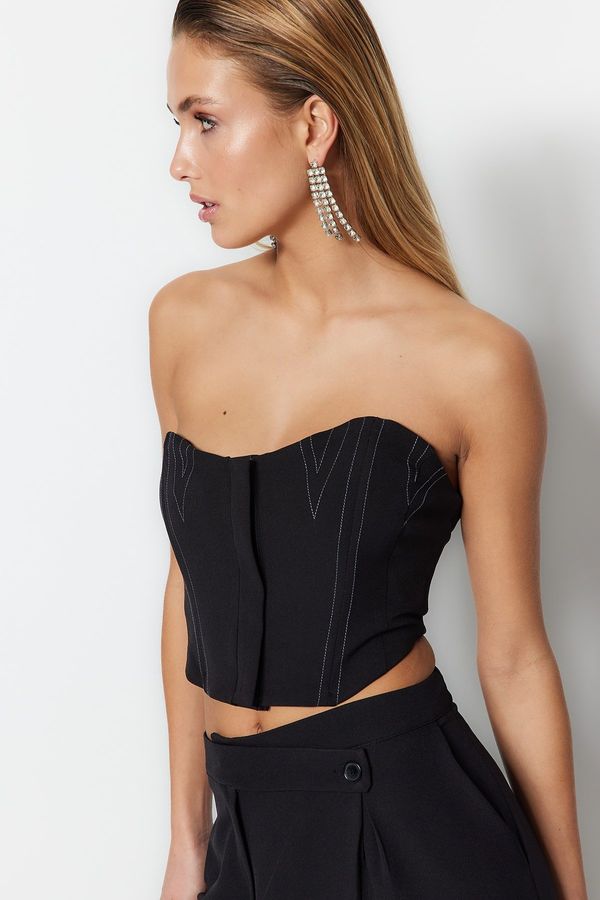 Trendyol Trendyol Black Crop Lined Woven Bustier