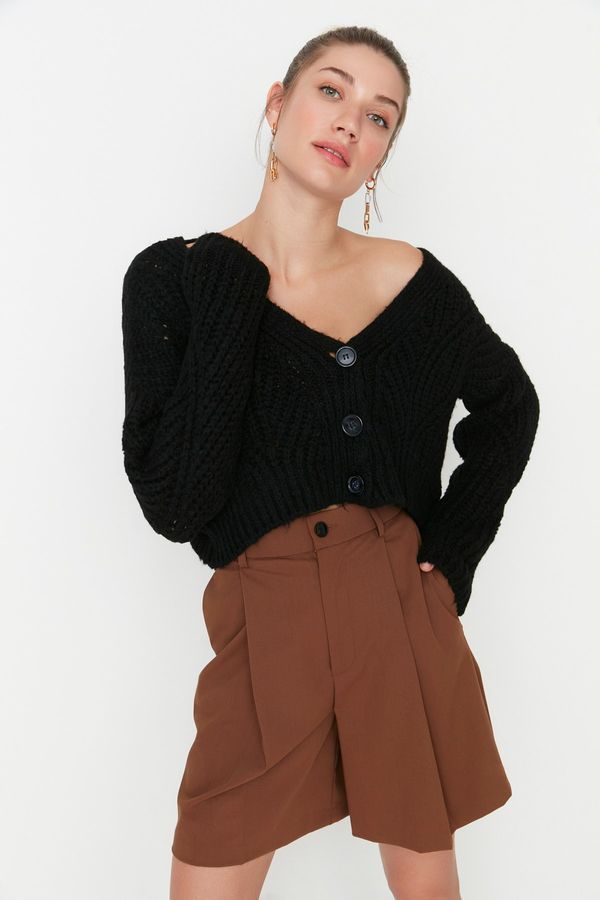 Trendyol Trendyol Black Crop Soft Textured Knitwear Cardigan