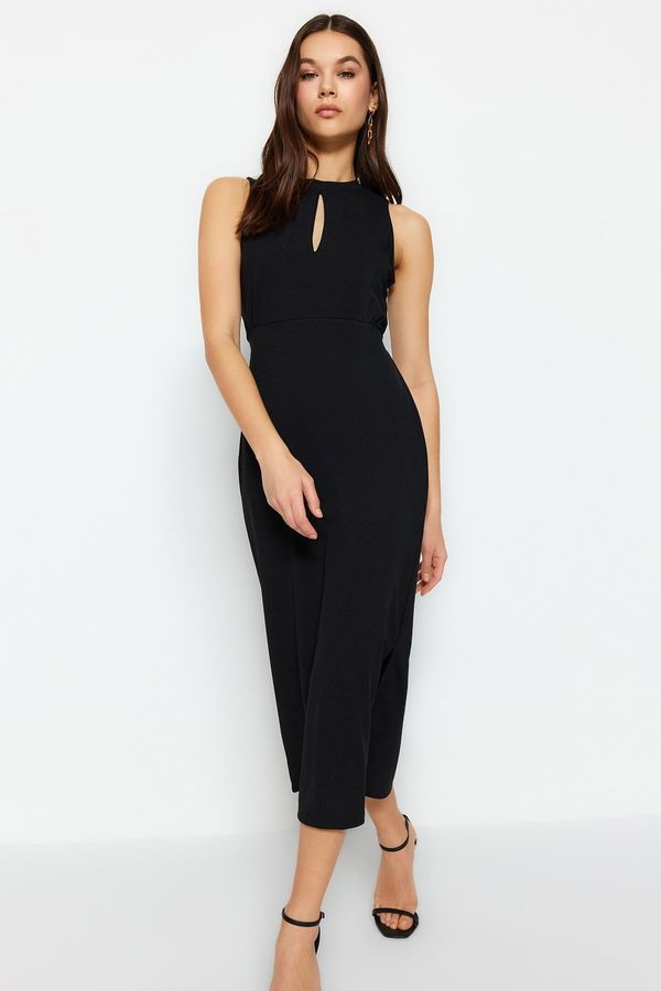Trendyol Trendyol Black Cut Out Detailed High Neck Body-fitting Knitted Dress