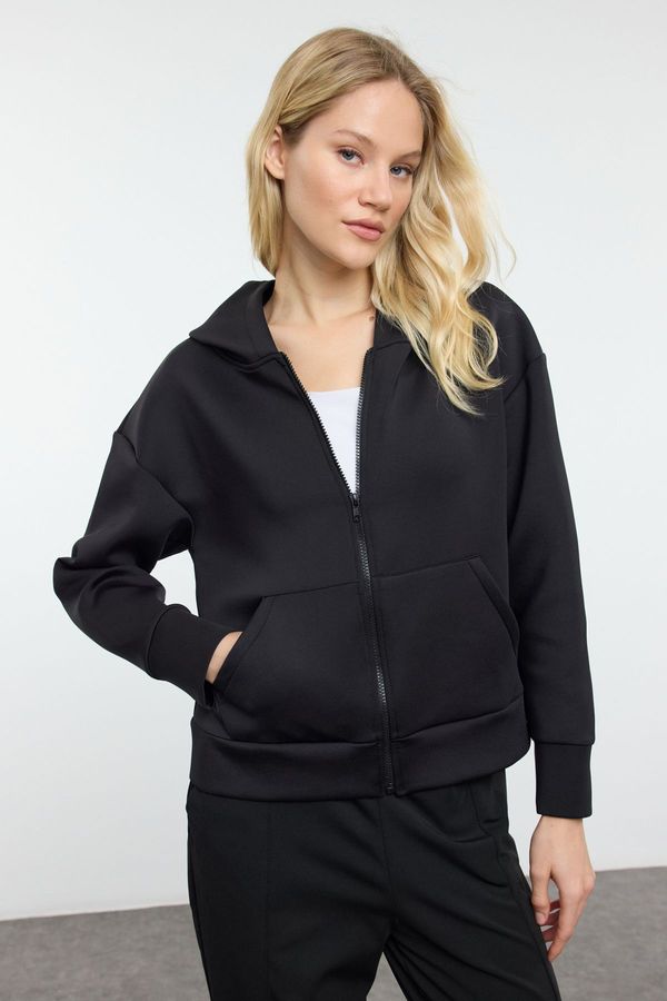 Trendyol Trendyol Black Diver/Scuba Oversize Sweatshirt