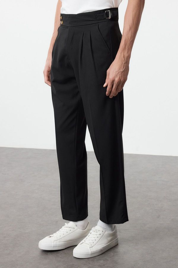 Trendyol Trendyol Black Double Button Closure Italian Pleated Detailed Woven Fabric Trousers