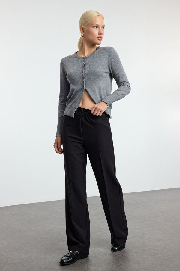 Trendyol Trendyol Black Elastic Waist Straight Cut Woven Trousers