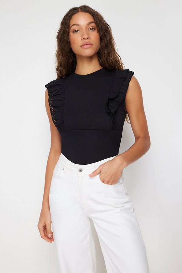 Trendyol Trendyol Black Embroidery Detailed Knitted Blouse