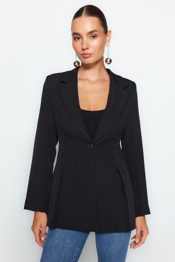 Trendyol Trendyol Black Fitted Lined Woven Blazer Jacket