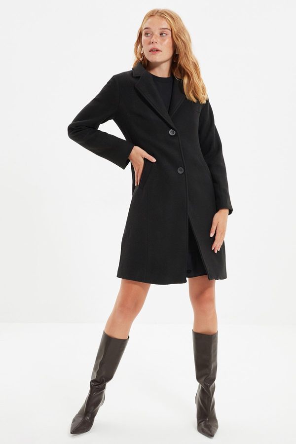 Trendyol Trendyol Black Fitted Long Wool Cachet Coat