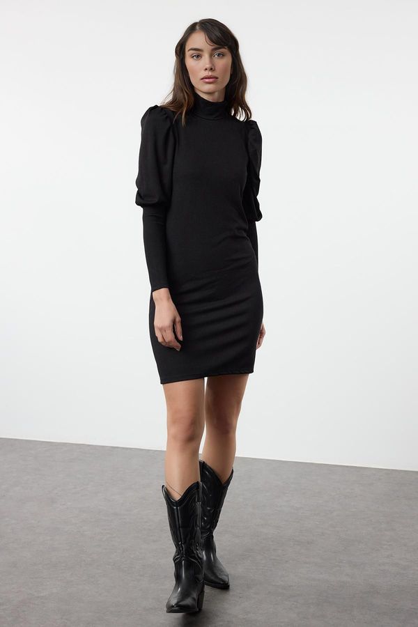 Trendyol Trendyol Black Fitted Mini Stretch Knit Dress