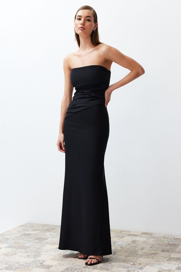 Trendyol Trendyol Black Fitted Woven Long Evening Evening Dress