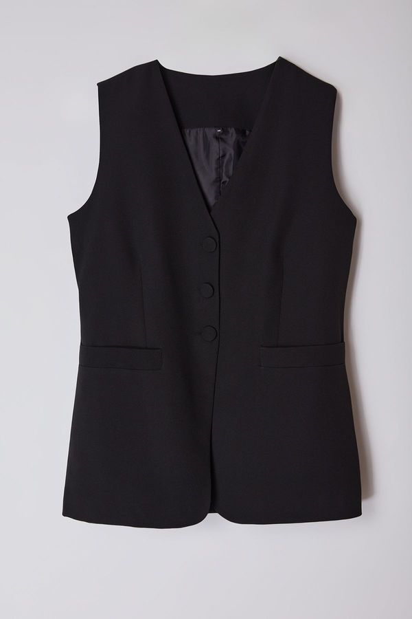 Trendyol Trendyol Black Fitted Woven Vest