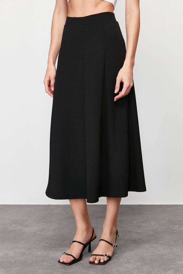Trendyol Trendyol Black Flared Maxi Stretch Knitted Skirt