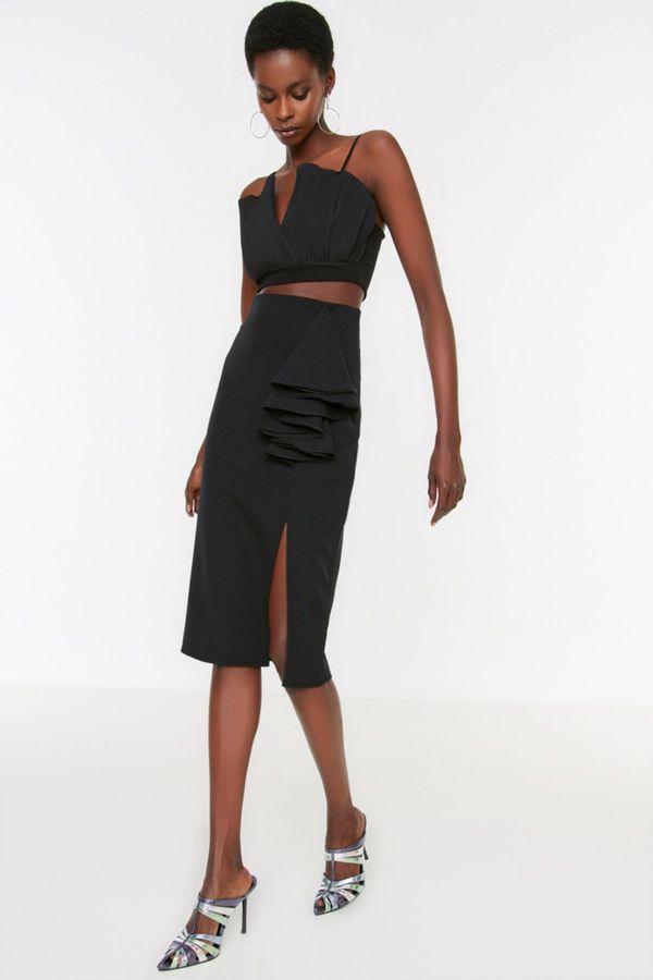 Trendyol Trendyol Black Flywheel Detailed Skirt