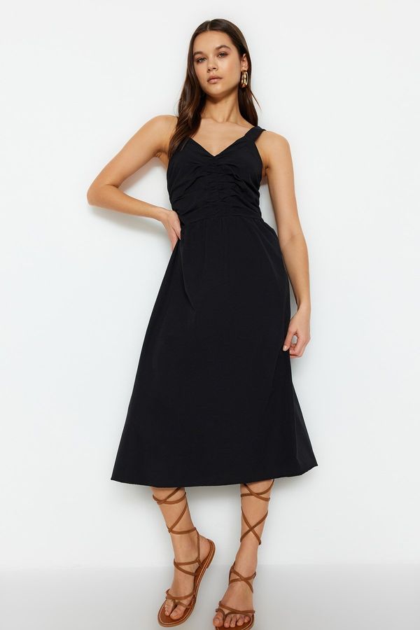 Trendyol Trendyol Black Gathered Woven Dress